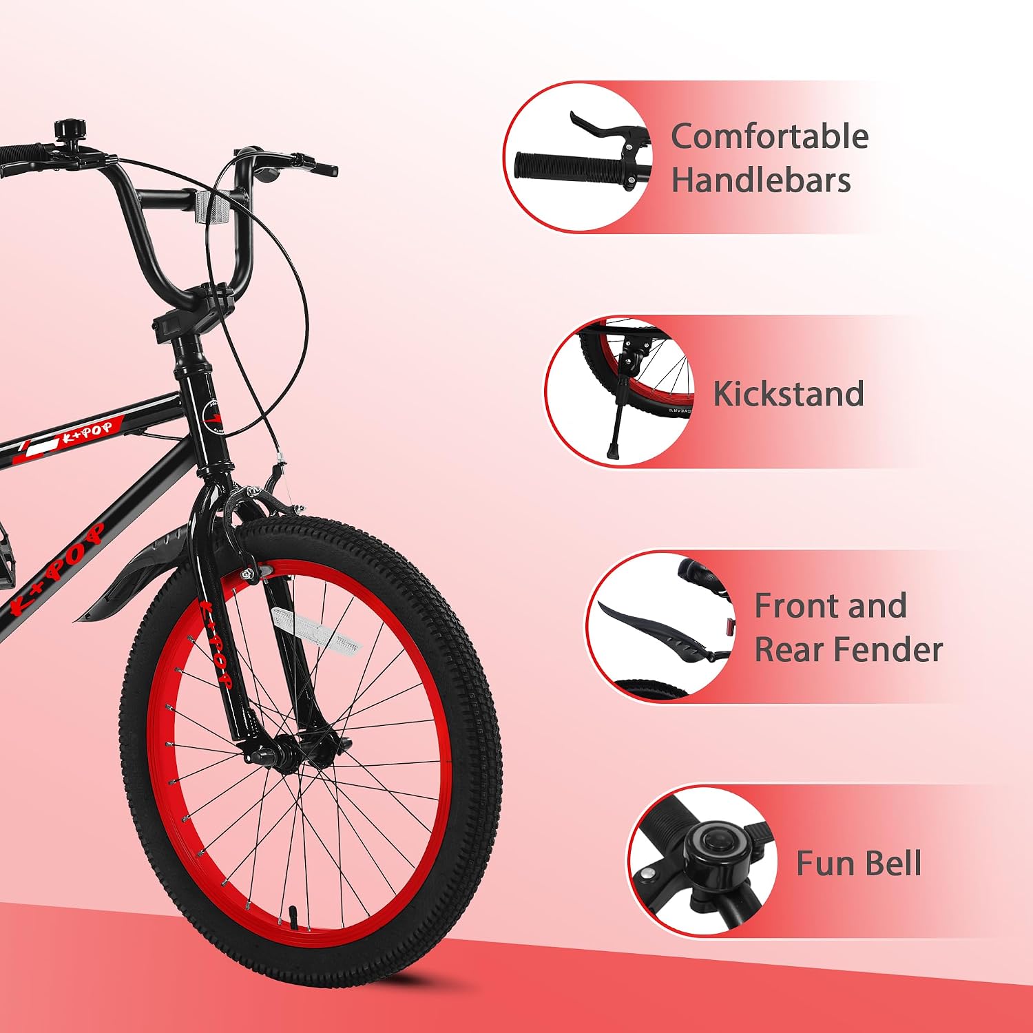 20 Inch Kids' Bike for Boys Aged 7-12, BMX-Style Boys Bike for Kids, Lightweight Children's Bicycles, Kids' Bicycles with Front and Rear Brakes, Adjustable Seat, Kickstand