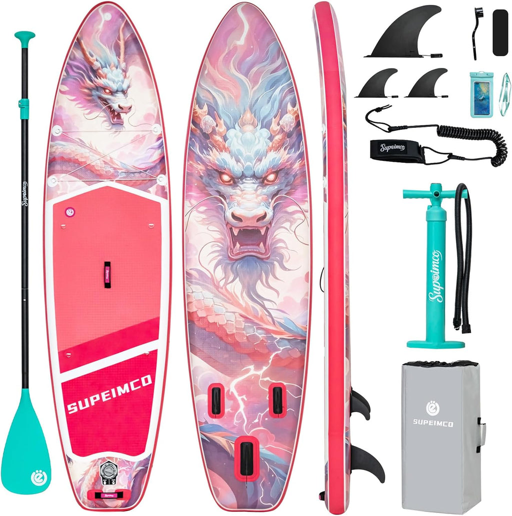 Inflatable Stand Up Paddle Board - Upgraded Glue-Free Hot Melt Technology, Long Service Life, 10'6', Anti-Slip EVA Deck, Full SUP Accessories, Included for Adults Youth All Skill Levels
