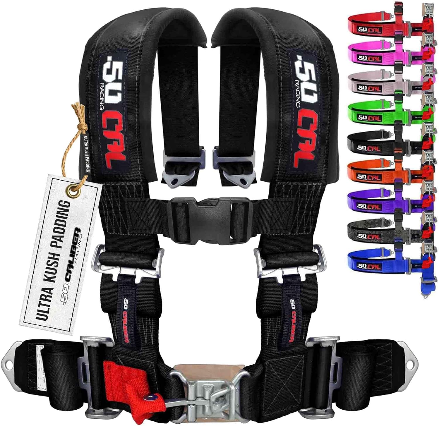 50 Caliber Racing 4-Point Harness for Bucket Seat | Quick-Release Safety Belt | 10 Colors | UTV, RZR, Racing Car Upgrade | Secure Comfort for Off-Road Adventures [6000]