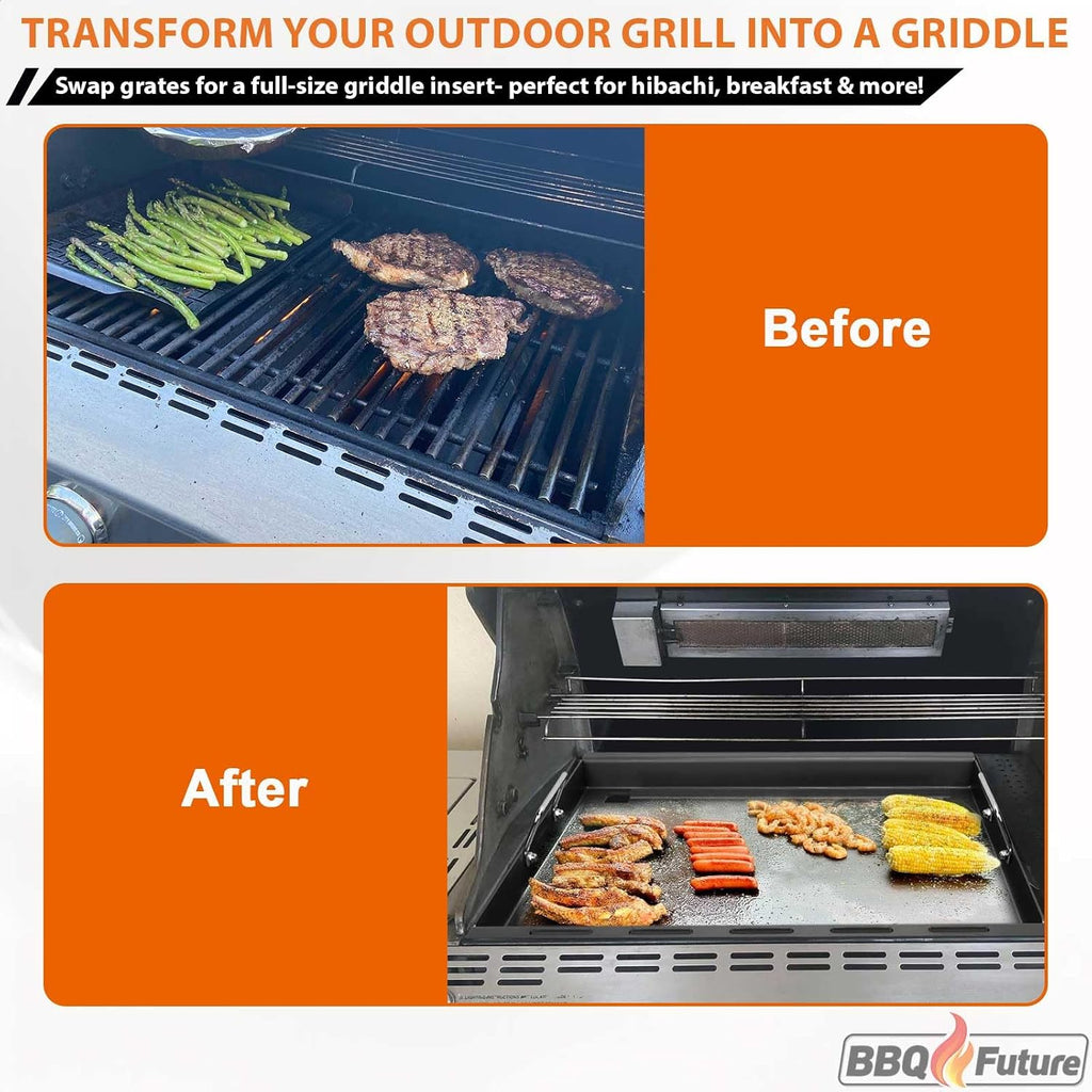 Full Size Griddle Insert for Weber Summit 600 Series E/S 650 640 660 670 Gas Grills With Smoker Box, Heavy Duty Flat Top with Spatula Set for Weber Grill Replacement Parts 67552