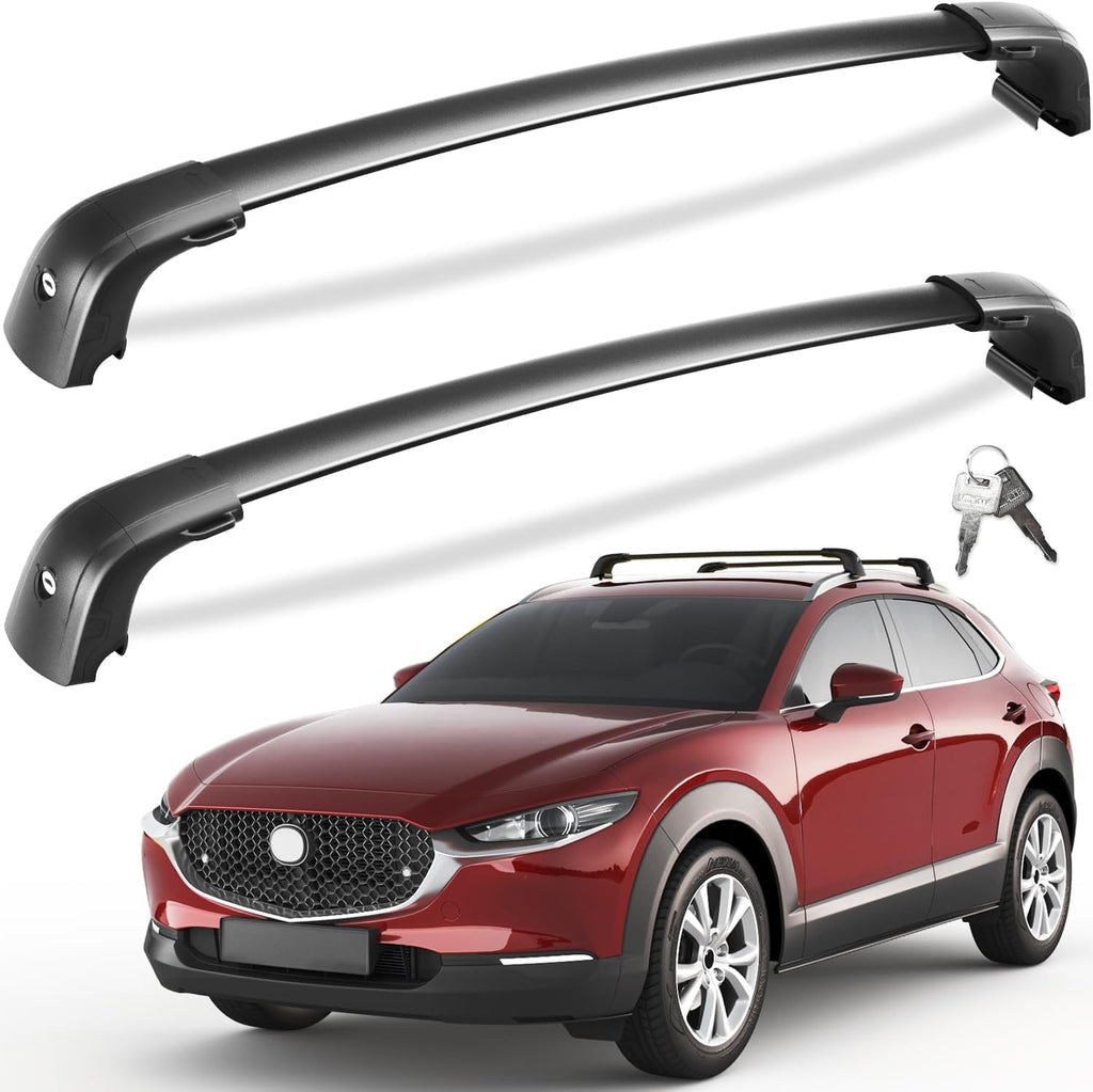 Tuyoung 300lbs Roof Rack Cross Bars Fit for Mazda CX30 CX-30 2020 2021 2022 2023 2024 2025 2026 with Flush Side Rails，Lockable Heavy Duty Anti-Theft Aluminum Roof Rails Crossbars Cargo Carrier Bag