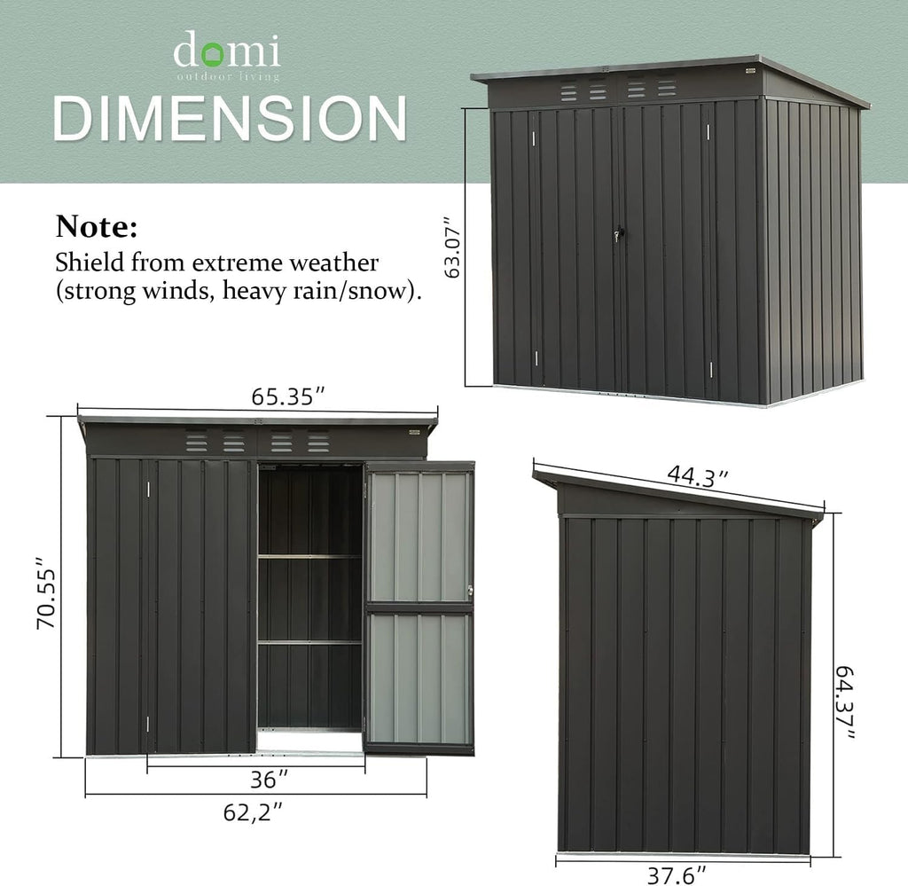 Domi Outdoor 5' x 3' Storage Shed, Metal Sheds Tool Storage Slope Roof with Lockable Door & Air Vents, Outdoor Galvanized Steel Sheds for Backyard,Garden,Patio,Lawn