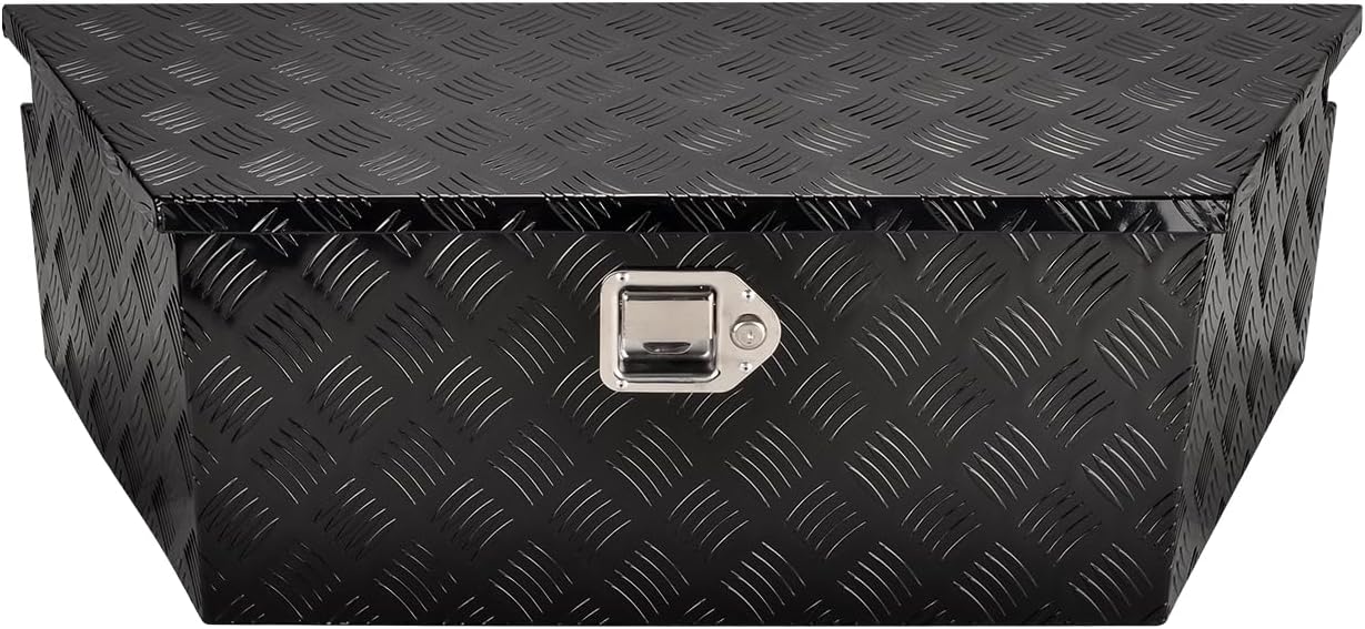 39''Inch Aluminum Trailer Tongue Tool Box Truck Bed Toolbox Truck Trailer Chest Box Underbody Storage Organizer Waterproof Square Storage Organizer w/Lock & Keys Black(‎39' Lx16.5 Wx12 H)