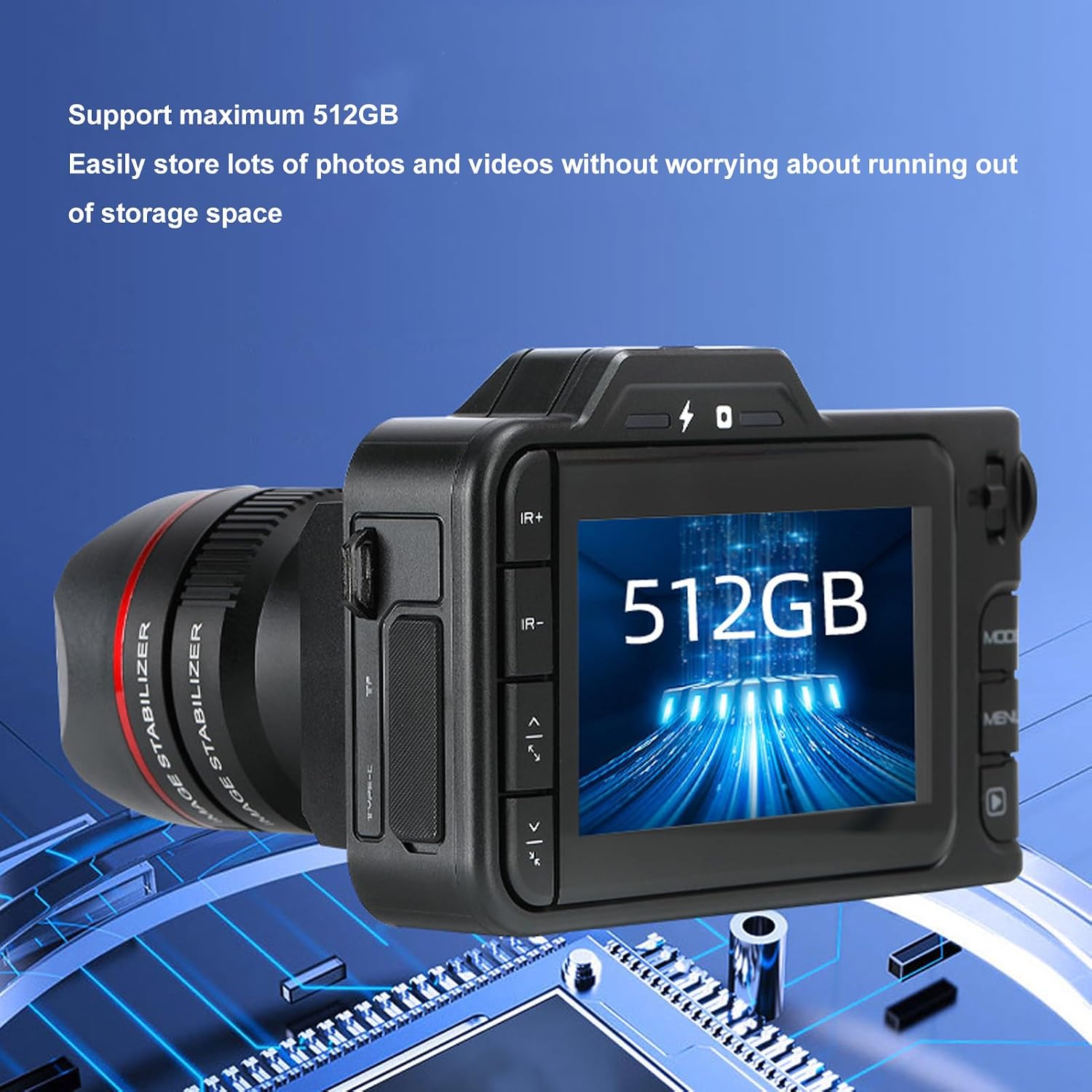 5K Night Vision Digital Camera, IR Night Vision 50MP Camcorder Video Camera Point & Shoot Digital Camera with 4 Large Screen, 50x Zoom, 4800mAh Rechargeable Battery, 64G SD Card