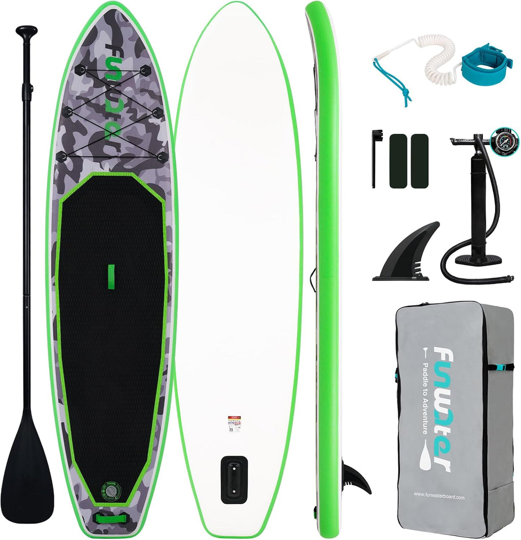 FunWater Inflatable Stand Up Paddle Board with Premium SUP Paddleboard Accessories, Anti-Slip EVA Deck, 11'6''/11'/10'6'' Paddle Boards for Adults & Youth of All Skill Levels