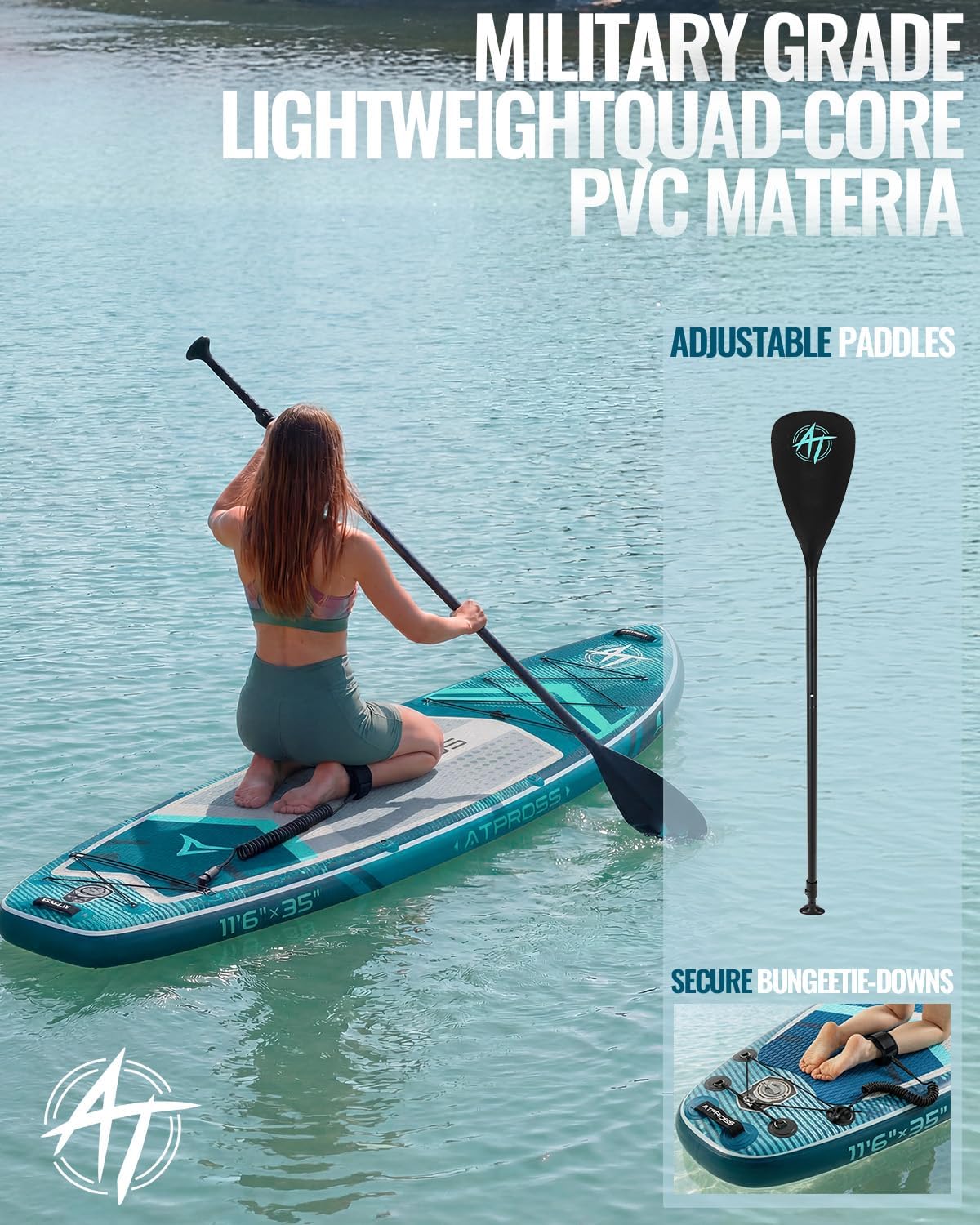 11'6'x35' Inflatable Paddle Board, 450lbs Extra Wide Stand Up Paddleboard for Adults with Premium SUP Accessories Kit & Backpack, Blow Up Kayak Non-Slip Stable Deck Boat for Yoga Fishing Surf