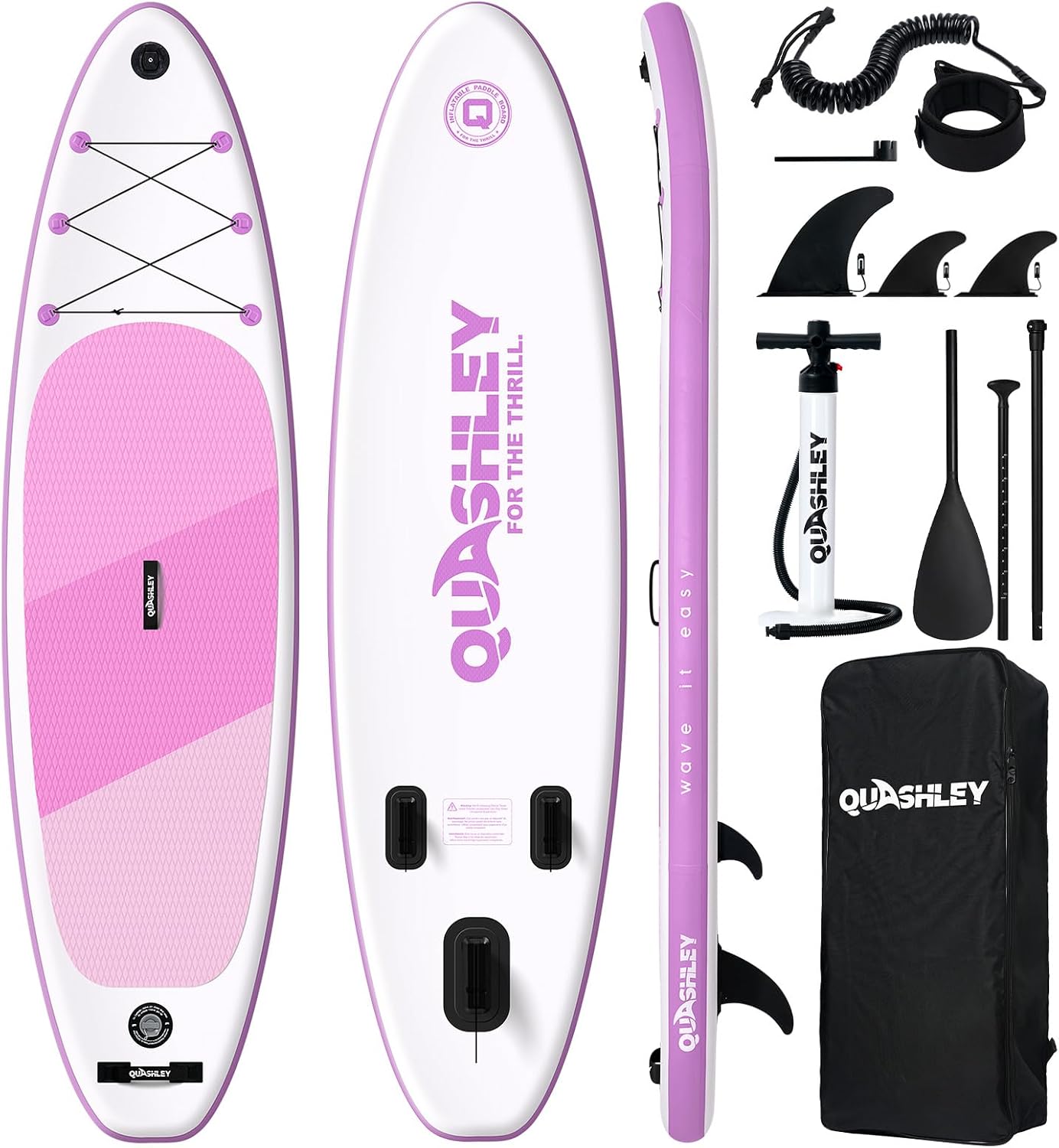 Quashley Inflatable Stand Up Paddle Board,Inflatable Paddleboards 32/34 Inch Wide,All Around SUP for Beginners with Lightweight Paddle,Hand Pump,Backpack,Leash,Durable & Portable iSUP Board