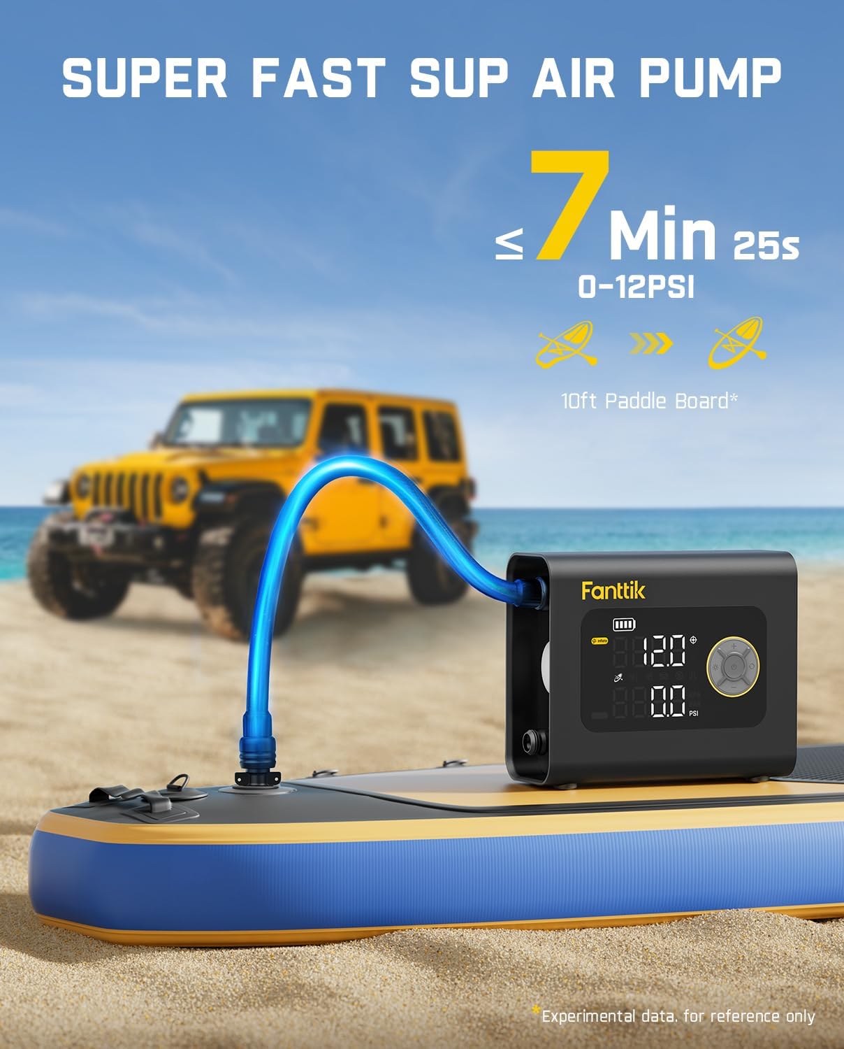 Fanttik X9 Cross 4X Portable Tire Inflator, Paddle Board Pump | Max 75PSI with Auto-Off, Deflation | Air Pump with Light and Power Bank | Fastlink for SUP, Car, Motorcycle, Board, Kayak, Tent etc.