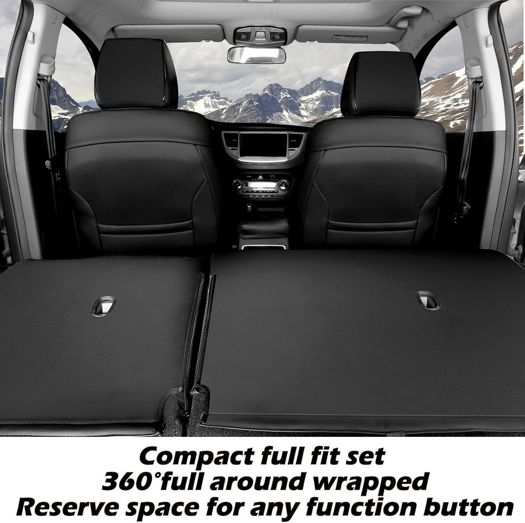 HKZ Tucson Car Seat Covers Custom Fit for 2022 2023 2024 2025 2026 Hyundai Tucson Hybrid & PHEV (Blue,SEL,Limited),5-Seats Full Set,Leather Seat Protector(Black)