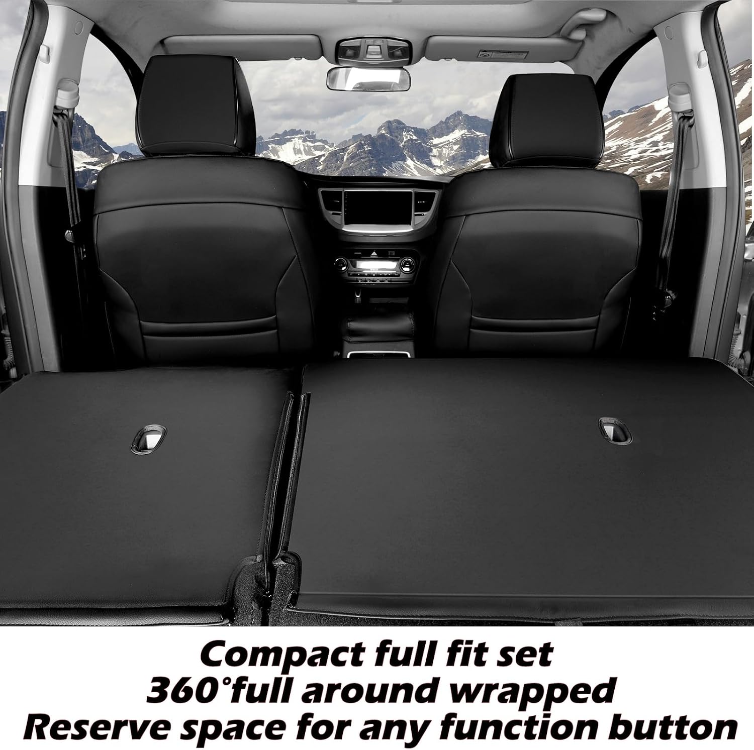 HKZ Custom Fit Leather Seat Covers for Hyundai Tucson Petrol 2022 2023 2024 2025 2026 (XRT,SE,SEL,N Line,Limited) 5-Seats Fulls Set - Black