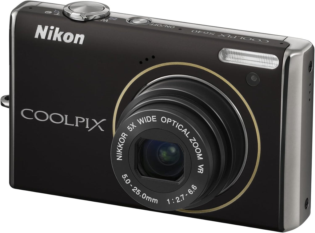 Nikon Coolpix S640 12.2MP Digital Camera with 5x Wide Angle Optical Vibration Reduction (VR) Zoom and 2.7-inch LCD (Calm Black)
