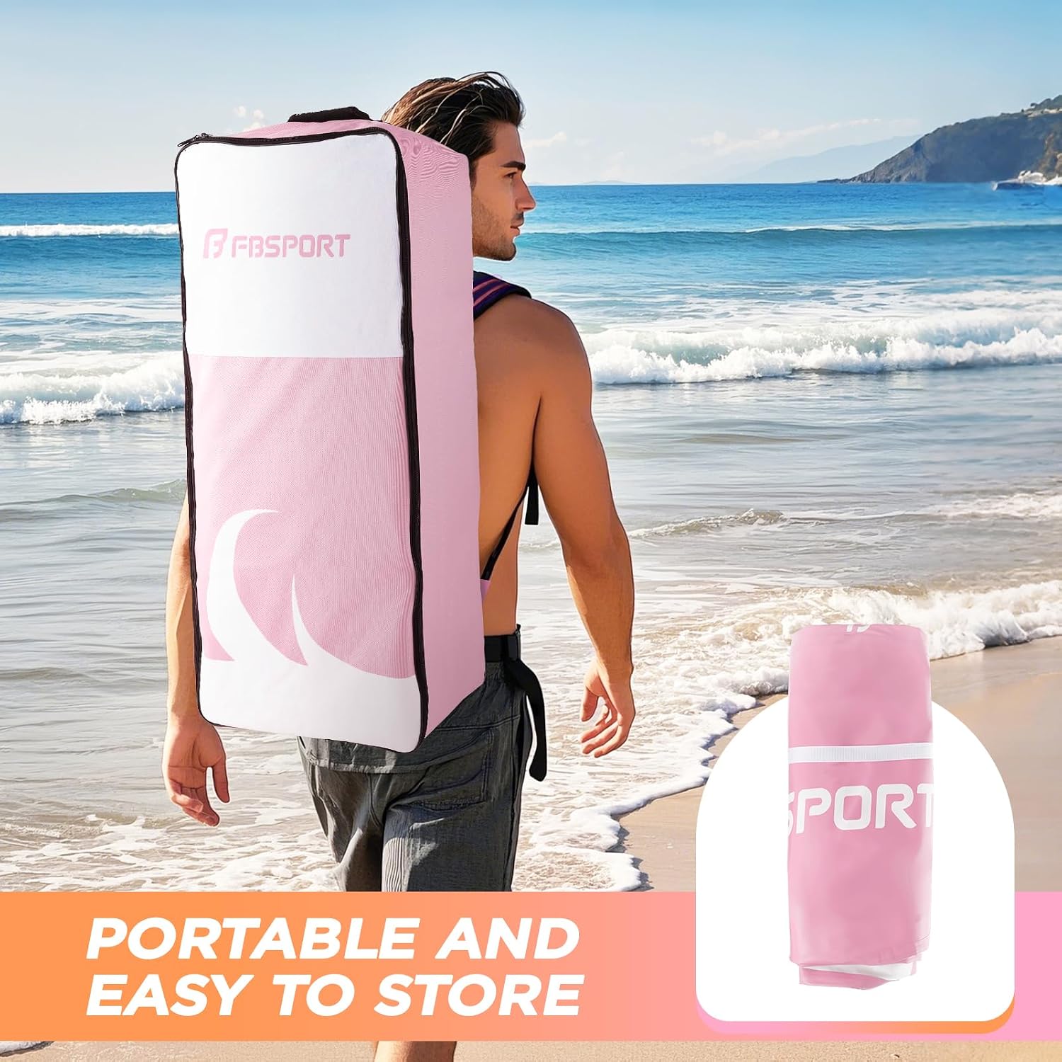FBSPORT 11' Premium Stand Up Paddle Board, Yoga Board with SUP Accessories & Carry Bag | Wide Stance, Surf Control, Non-Slip Deck, Leash, Paddle and Pump for Youth & Adult