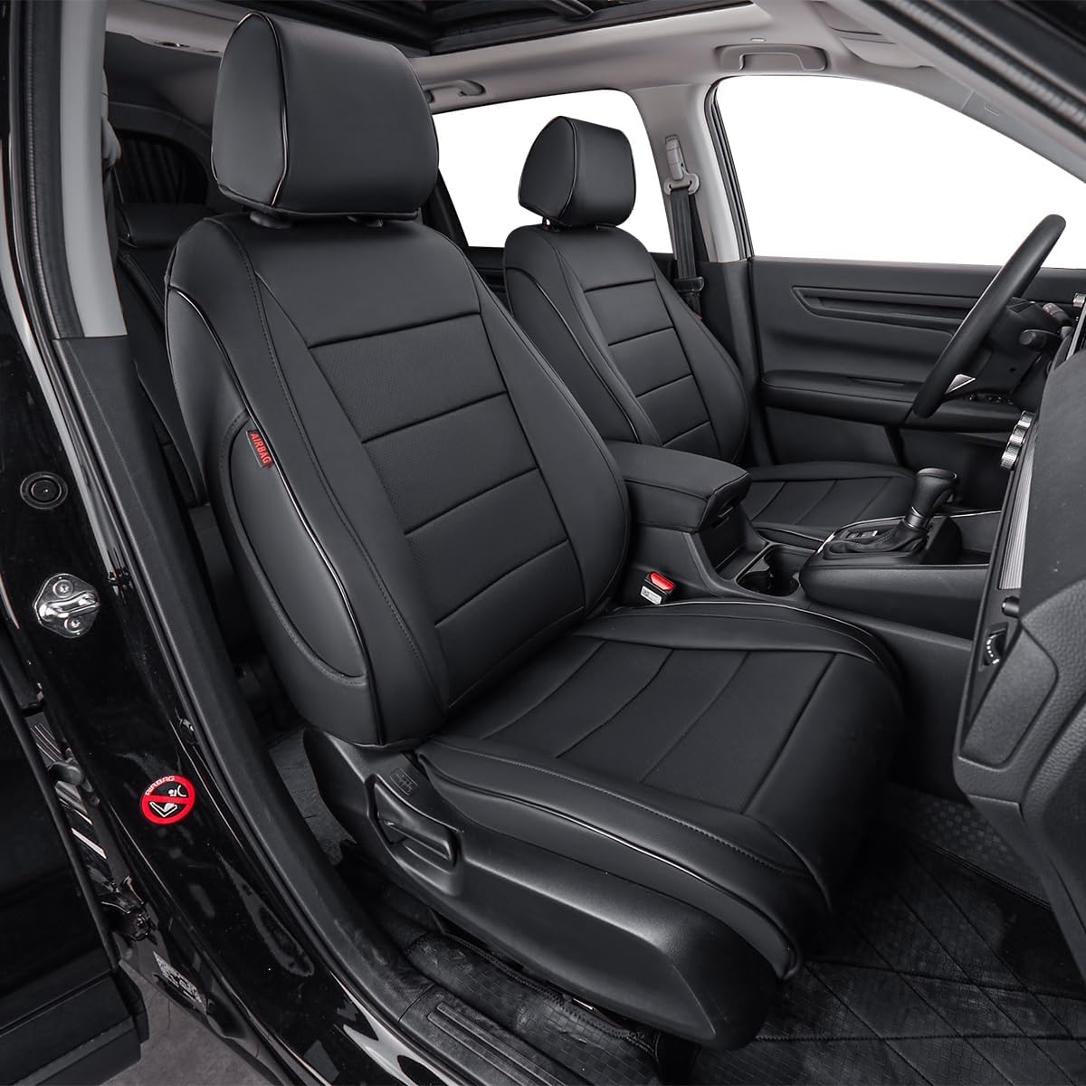 EKR Santa Fe Seat Covers for Hyundai Santa Fe Sport 2014-2018 Base,Turbo,Turbo Ultimate,5 Seats Full-Coverage Seat Cover - Faux Leather (Black)