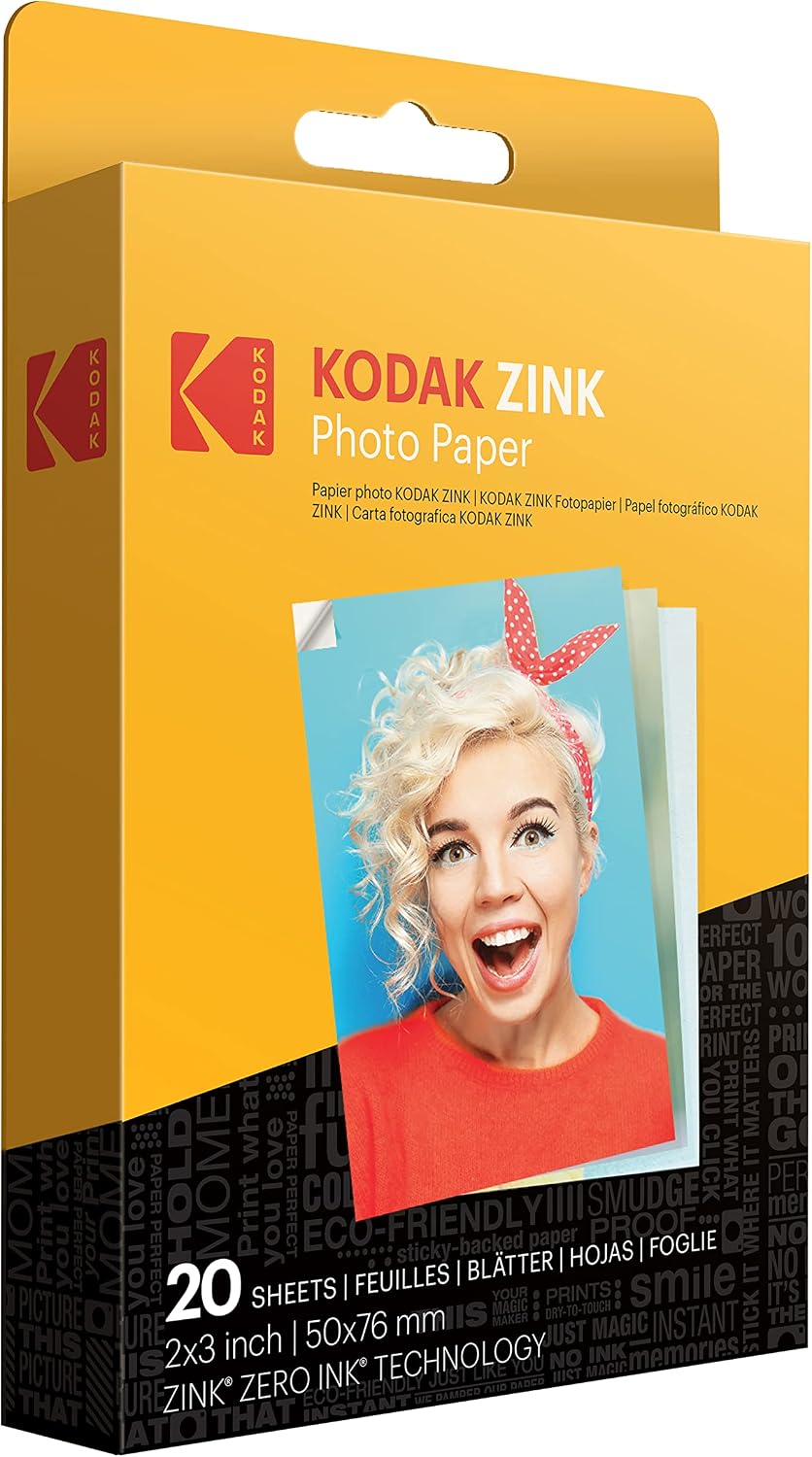 Kodak Printomatic Full-Color Instant Print Camera Starter Bundle + Carrying Case + Zink 20pk Photo Paper - Colorful Photos On 2x3 Sticky-Back Paper - Fun Gift for Birthday Christmas Holiday - Blue