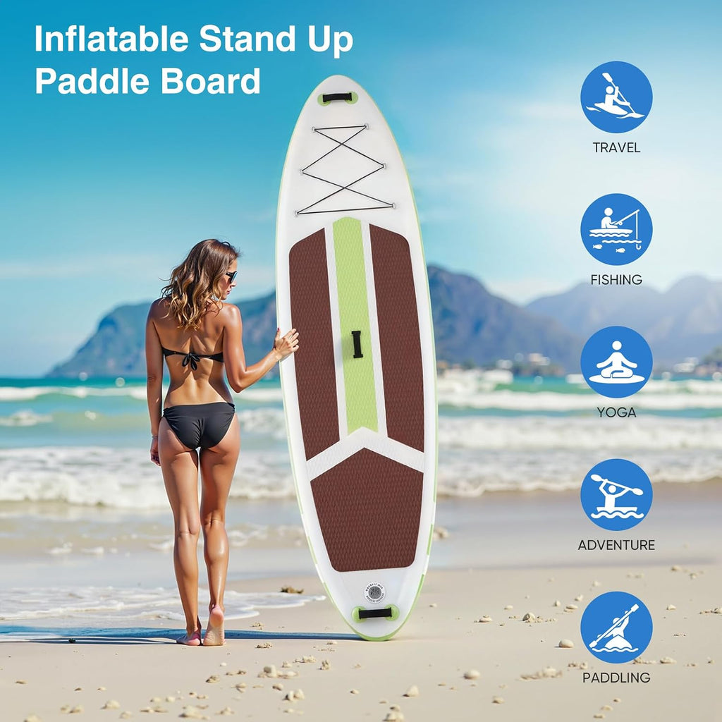 Sweetcrispy Inflatable Stand Up Paddle Board with Premium SUP Paddleboard Accessories,2-in-1 Paddle,Wide Stable Design,Non-Slip Comfort Deck for Adults & Youth of All Skill Levels