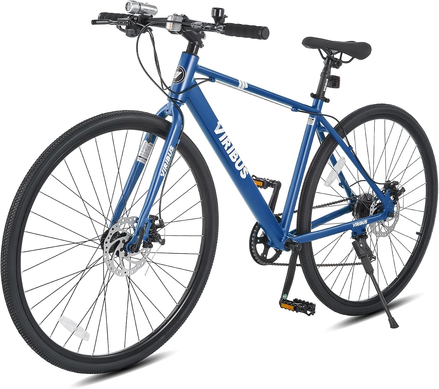 VIRIBUS Hybrid Bikes, 28 inch Mens Bike with Lightweight Aluminum Frame and Disc Brakes, 700C Bikes for Tall Men, 7 Speed Vintage Retro Hybrid Bicycles for City Commuters, Adult Road Bike, Blue