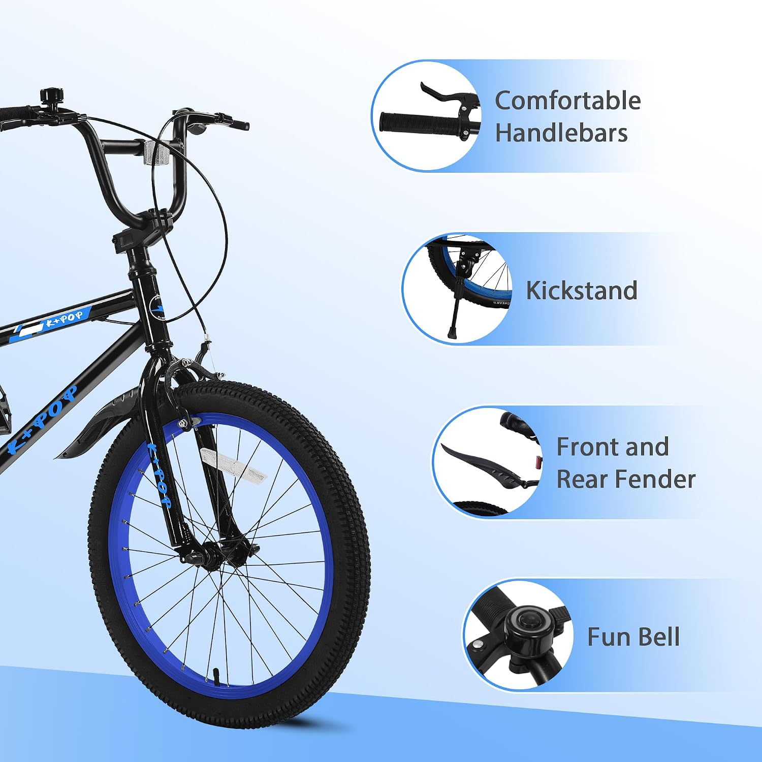 20 Inch Kids' Bike for Boys Aged 7-12, BMX-Style Boys Bike for Kids, Lightweight Children's Bicycles, Kids' Bicycles with Front and Rear Brakes, Adjustable Seat, Kickstand