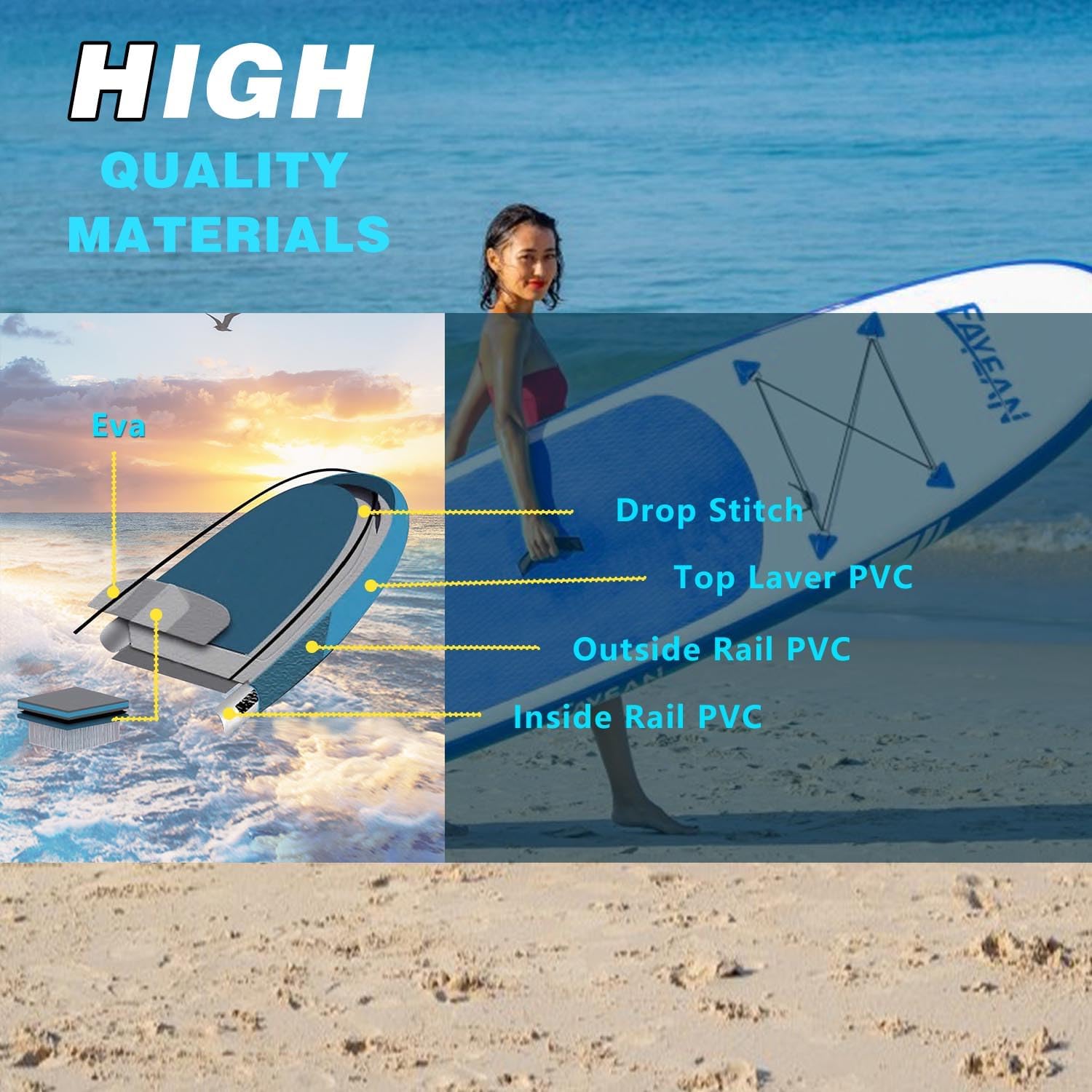 Inflatable Paddle Board,Extra Wide 10.6'/11' Stand Up Paddle Board with Sup Accessories,400lbs Capacity for Family with Safety Leash, All Skill Levels Sup for Yoga,Fishing,Surfing