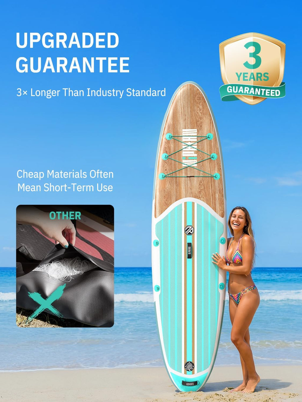 Niphean Inflatable Stand Up Paddle Board with SUP Accessories, Anti-Slip EVA Deck, 10'6'' Inflatable Paddle Boards for Adults & Youth of All Skill Levels