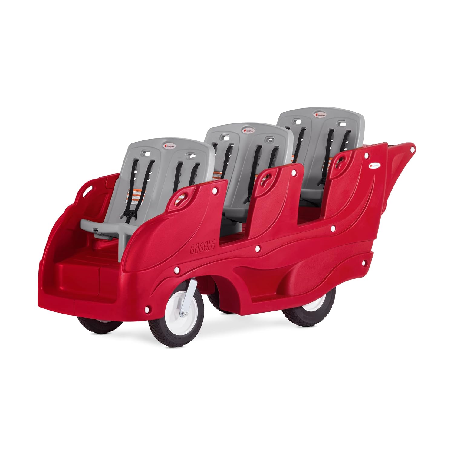 Gaggle by Foundations Parade 6 Seat Buggy Stroller | 6 Passenger Buggy for Kids | 6 Seat Daycare Stroller with 5-Point Safety Harness | EasyLoad Steps | SoftStop Brake | Ergonomic Push Handle | Red