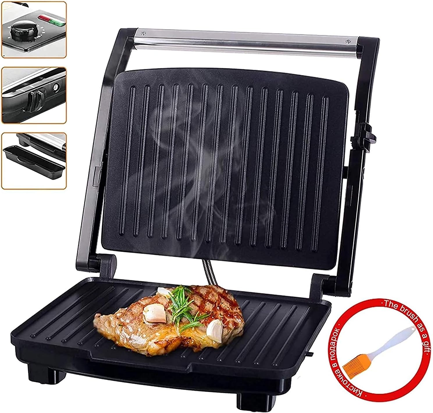 Indoor Grill Electric Grill Griddle Smokeless Grill, Portable Korean BBQ Grill with Turbo Smoke Extractor Technology, Non-Stick Removable Plates, Dishwasher-Safe, 2000W,House