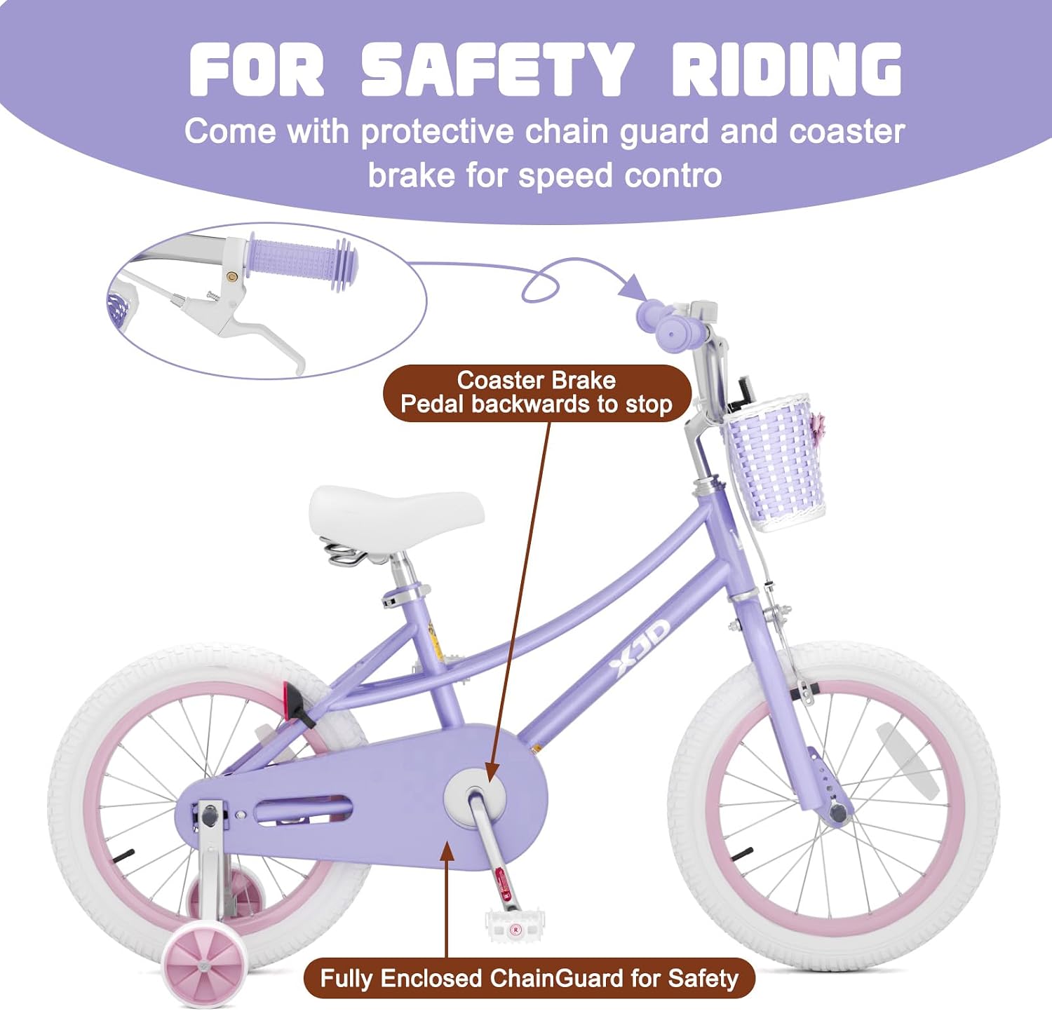 XJD Girls Bike for 2-12 Years Old Kids 12 14 16 20 Inch Toddler Bike,Retro Style Kids Bike with Training Wheels, 20 Inch Girl Bicycle with Kickstand