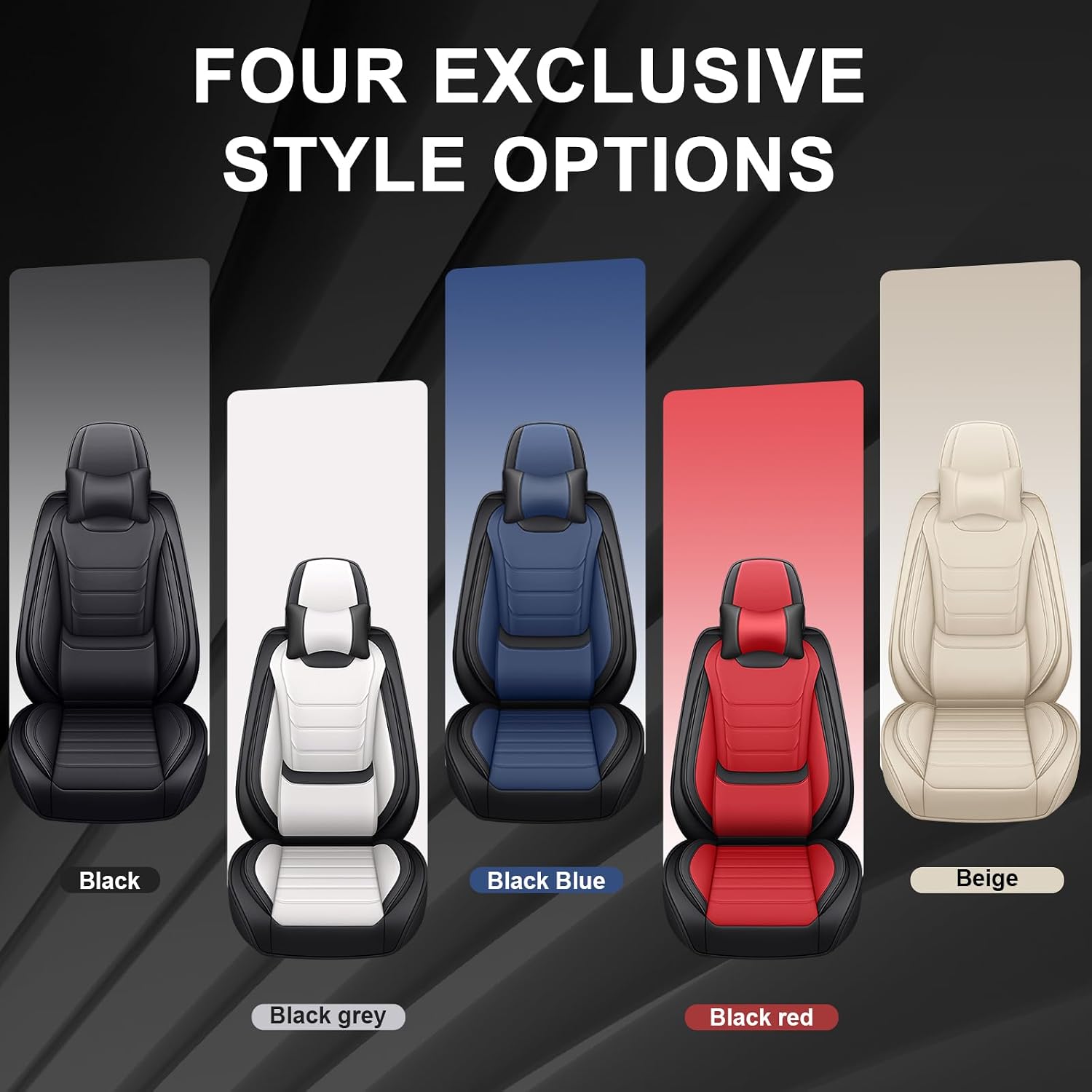JWLK Seat Covers for Buick Envision 2016-2026, Family Seat Covers for Cars, Non-Slip, Airbag Compatible Vehicle Cushion, Waterproof & Easy-Clean(Luxury 2 Seats, Black)