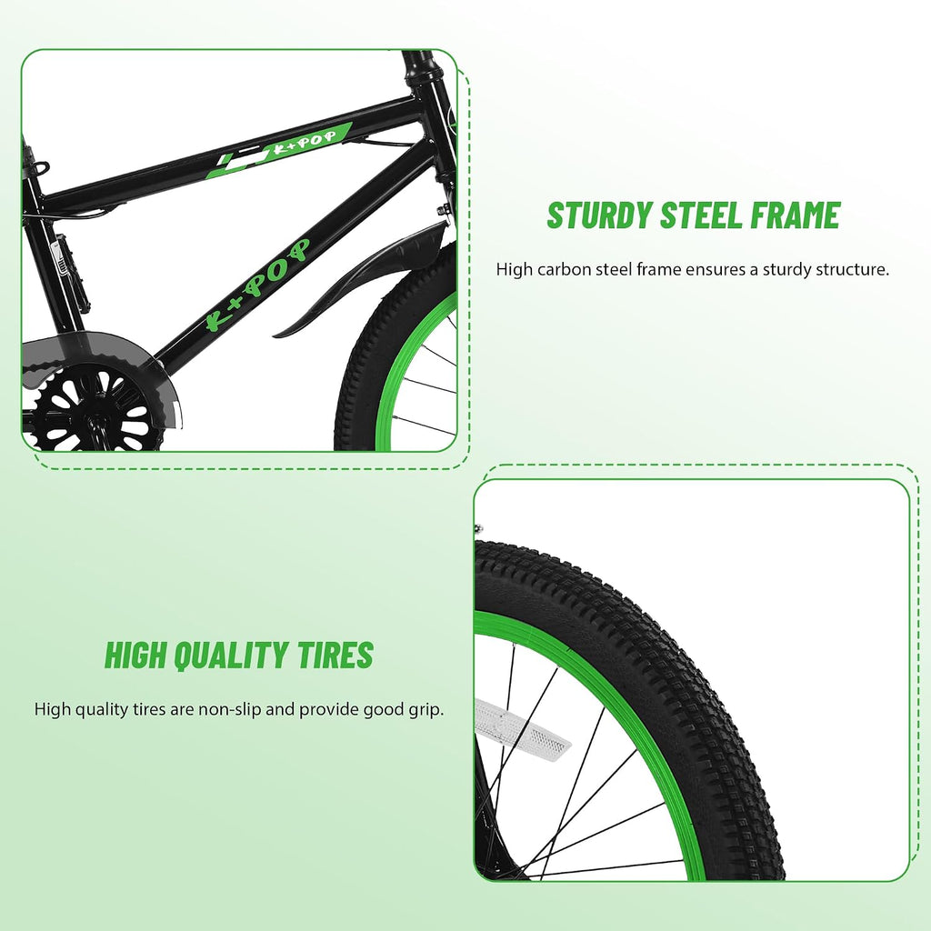 20 Inch Kids' Bike for Boys Aged 7-12, BMX-Style Boys Bike for Kids, Lightweight Children's Bicycles, Kids' Bicycles with Front and Rear Brakes, Adjustable Seat, Kickstand