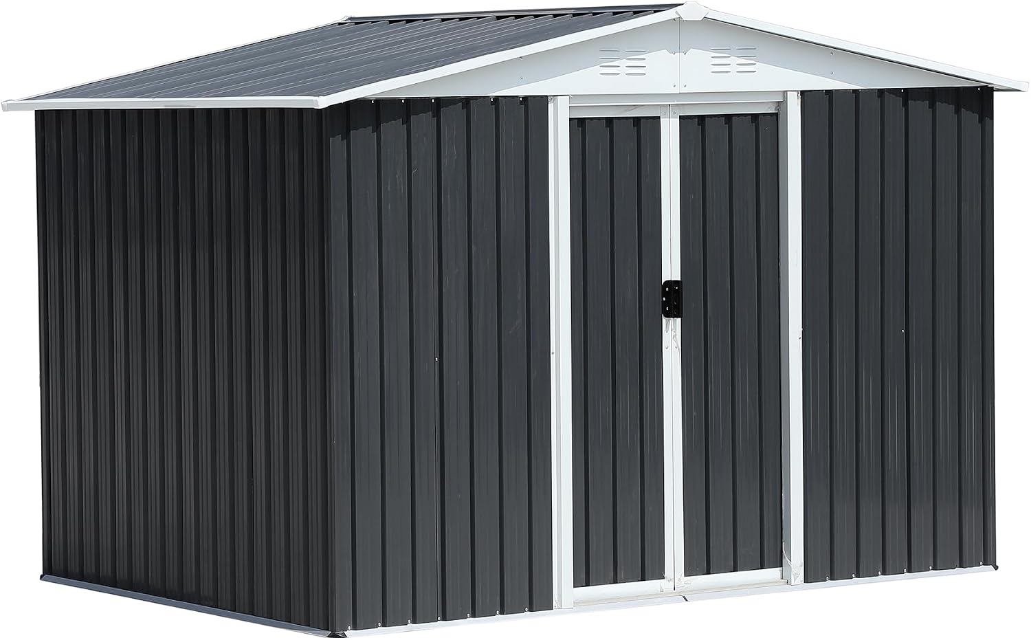YOPTO 8x6 FT Outdoor Storage Shed,Metal Shed with Sliding Door & Air Vent,Garden Shed W/Sloped Roof,All Weather Waterproof Tool House for Backyard,Patio,Garage,Lawn,Grey