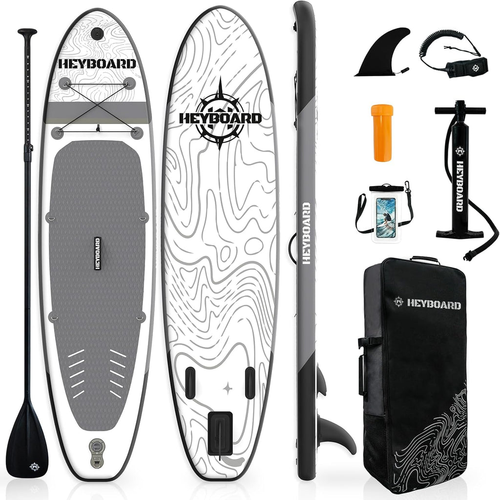 HEYBOARD Inflatable Stand Up Paddle Board 10'6'×32'×6' Standup Paddleboard with Premium SUP Accessories & Backpack, Non-Slip Deck, Waterproof Bag, Leash, Paddle, Hand Pump