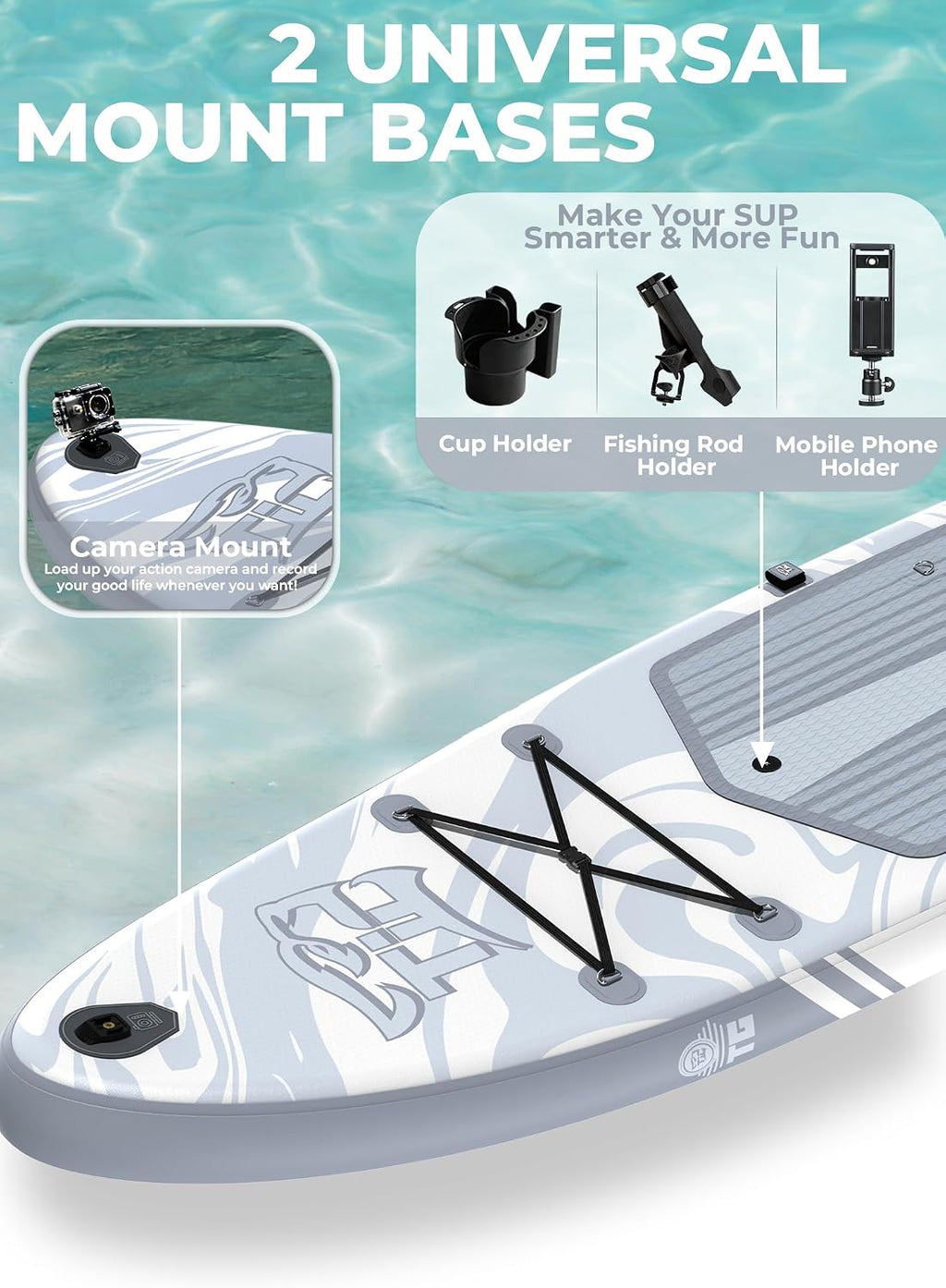 TIGERXBANG 11'6'/11'/10' Inflatable Paddle Board with Complete Accessories, Versatile Premium Paddle Boards for Adults/Youth, Stand Up Paddle Board Polar/Wave/Sunny Wave Collection