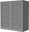 KINYING Outdoor Storage Cabinet Waterproof, Resin 62 Gallon Deck Box for Patio Furniture Cushions, Garden Tools, Pool Tools and Kids' Toys (Grey with 1 Shelving)