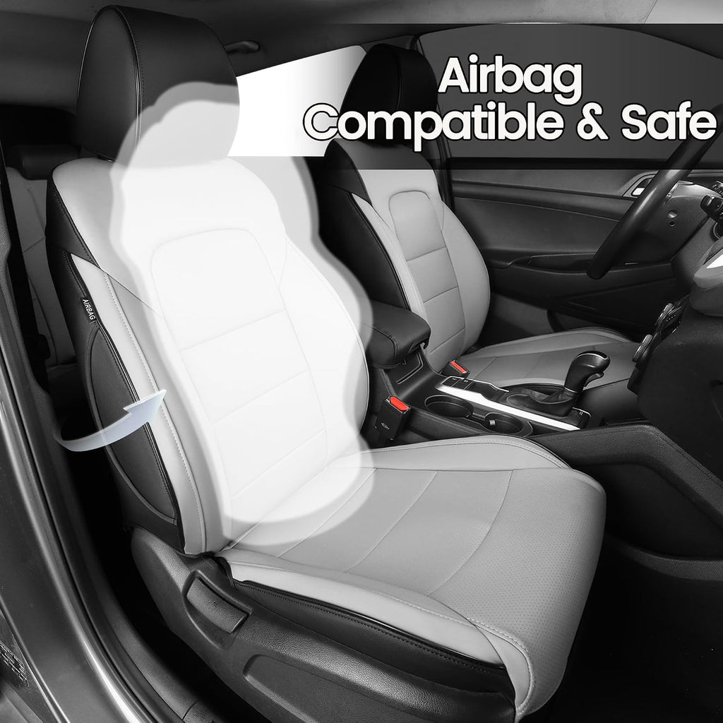 HKZ Custom Seat Covers for Hyundai Tucson SE,SEL,Limited,Value,Ultimate,Sport 2019 2020 2021,5-Seats Full Set,Leather Seat Protector(Black+Grey)