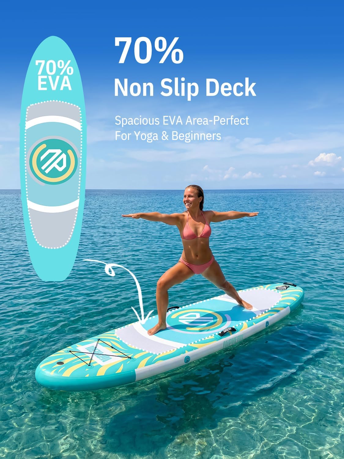 Niphean（Ultra-Light） Inflatable Paddle Board with StabilTrac Fin and Durable SUP Accessories, 10' Stand Up Paddle Boards for Adults & Youth, Versatile Yoga Paddle Board, Gift Ideas