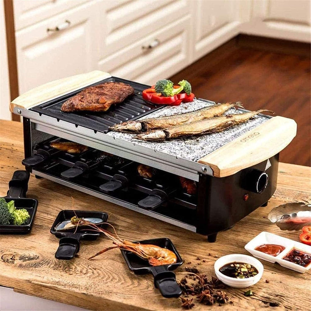Indoor Korean Barbecue Grill Teppanyaki Grill - Electric BBQ Table Top Grill with Adjustable Temperature Control and 8 Baking Pans- 1800W,Portable Nonstick Griddle