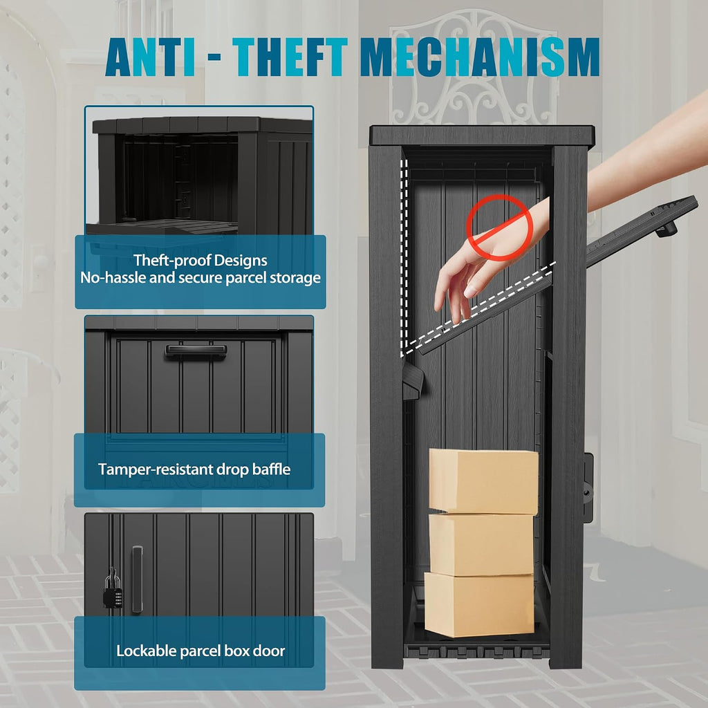 LHBGO Package Delivery Box for Outside, Outdoor Storage with Lockable Secure, Anti-Theft Parcel Drop Boxes Outdoor Package Delivery and Waterproof for Porch, House, Curbside