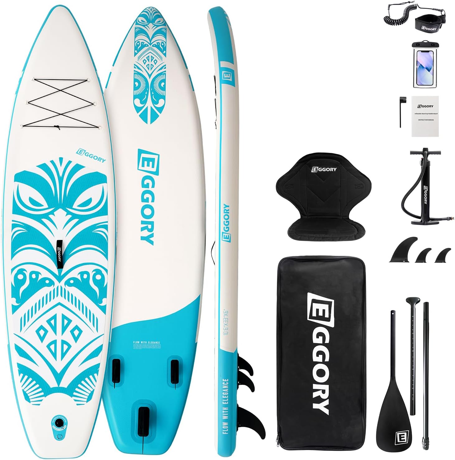 Inflatable Paddle Board,Stand Up Paddle Board Set, Extra Wide SUP Board with Removable Fin, Floating Paddle, Hand Pump, Waterproof Phone Pouch,Traveling Board