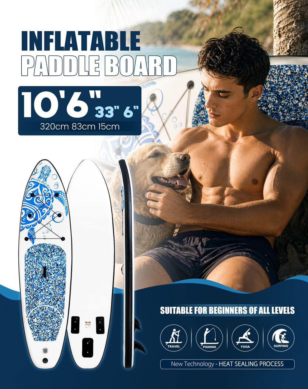 FEATH-R-LITE Inflatable Ultra-Light 10'×30''/10'6''×33'' Stand Up Paddle Board for All Skill Levels with Premium SUP Paddleboard Accessories,Non-Slip Comfort Deck for Youth & Adults