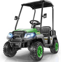 R9 24V Kids Golf Cart, 4 Seats, 4WD Kids Electric Car w/Remote Control, Spring Suspension, Multimedia Functions Including Music, Story, Wireless Connection, Horn, Power Display, Detachable Awning