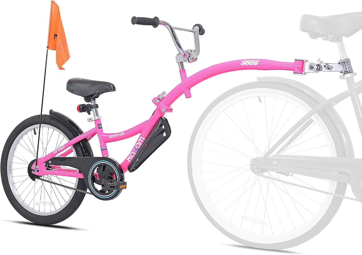 KaZAM Co-Pilot Bike Trailer - 20 Inch Bike Trailer with Adjustable BMX Stem and Handlebar - Lightweight Aluminum Frame and Padded Saddle for Cycling - Perfect for Family Rides