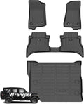 Wayhigh® Floor Mats & Cargo Liner for 2021-2026 Jeep Wrangler 4xe (4 Door, Not for JL, JK), All Weather TPE Waterproof Heavy Duty, Floor Mats Custom Fit for Wrangler 4xe Accessories