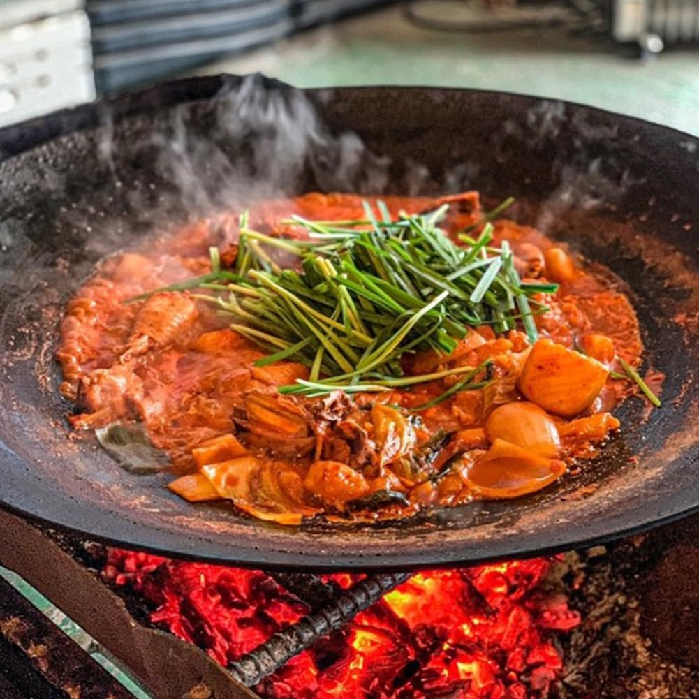Handmade Korean cast iron cauldron lid sotttukkeong BBQ griddle Camping Outdoor Indoor 17.7 in