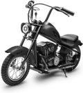 Garveelife Electric Dirt Bike, 15 Mph & 150lb Max, 24V Ride On Toy for Big Kids w/Led Lights & Power Display, 300W Chain-Driven Motor, Two Speed, Handbrake, Leather Seat, 12' Air-Filled Tires, Black