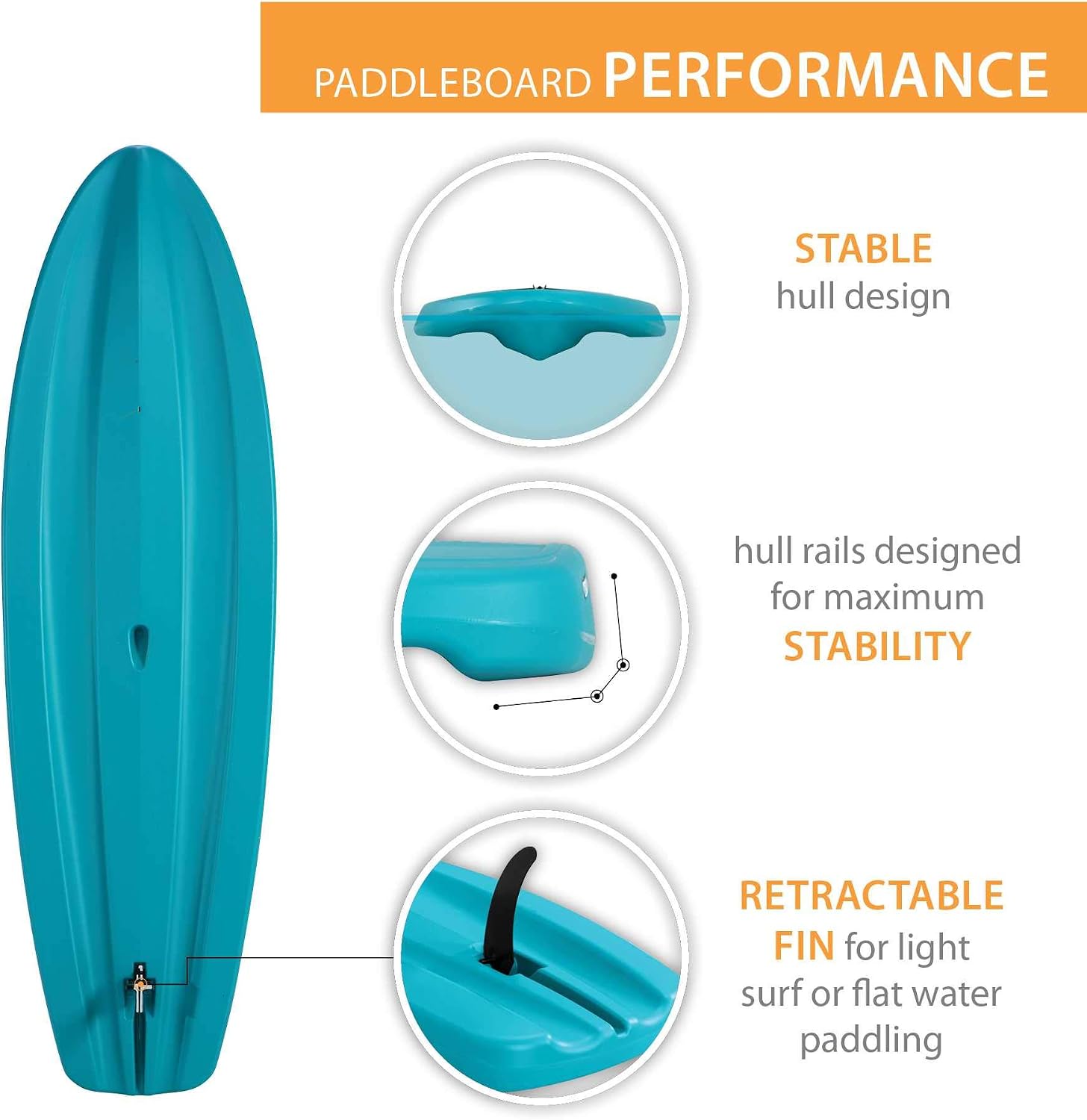 Lifetime Horizon 100 Hardshell Stand-Up Paddleboard (Paddle Included), Teal