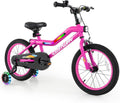 COSTWAY 16'/18' Lighted Kids Bike, Children Sport Bicycle with LED Light-up Frame, Adjustable Saddle, Training Wheels, Handbrake & Coaster Brake, Kids Riding Bike for 4-7/4-8 Years Old Boys & Girls