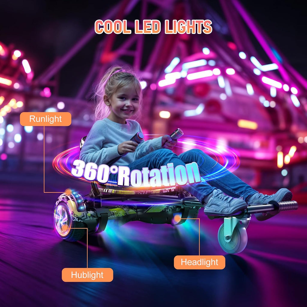 LIEAGLE Hoverboard, 6.5' Self Balancing Scooter Hover Board with Bluetooth Wheels LED Lights for Kids Adults