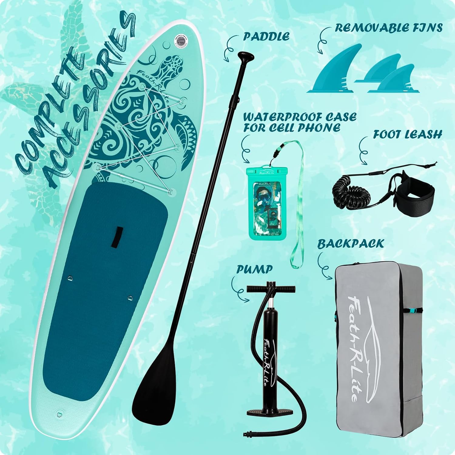 FEATH-R-LITE Inflatable Ultra-Light 10'×30''/10'6''×33'' Stand Up Paddle Board for All Skill Levels with Premium SUP Paddleboard Accessories,Non-Slip Comfort Deck for Youth & Adults
