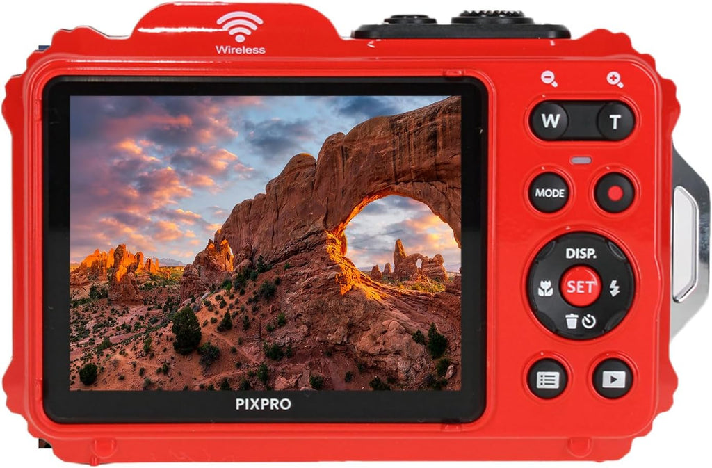 KODAK PIXPRO WPZ2 Rugged Waterproof Shockproof Dustproof WiFi Digital Vlogging Camera 16MP (Red) Bundle with 32GB Memory Card + Vlogger Tripod + Bag + Cleaning Kit + More Accessories
