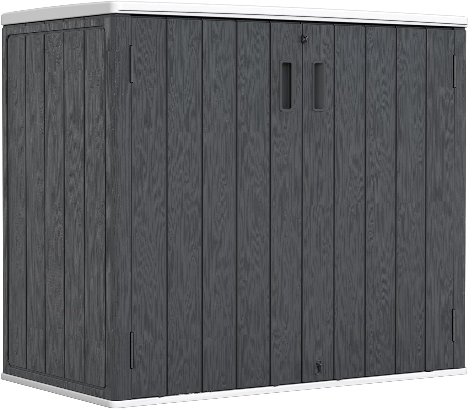 ZZM 37 Cu.ft Outdoor Storage Shed with Floor HDPE Double-Wall Resin Sheds Outdoor Storage, Lockable Weatherproof Storage Cabinet Fit for Garden Tools, Garage can, Bike, Patio Furniture, Black