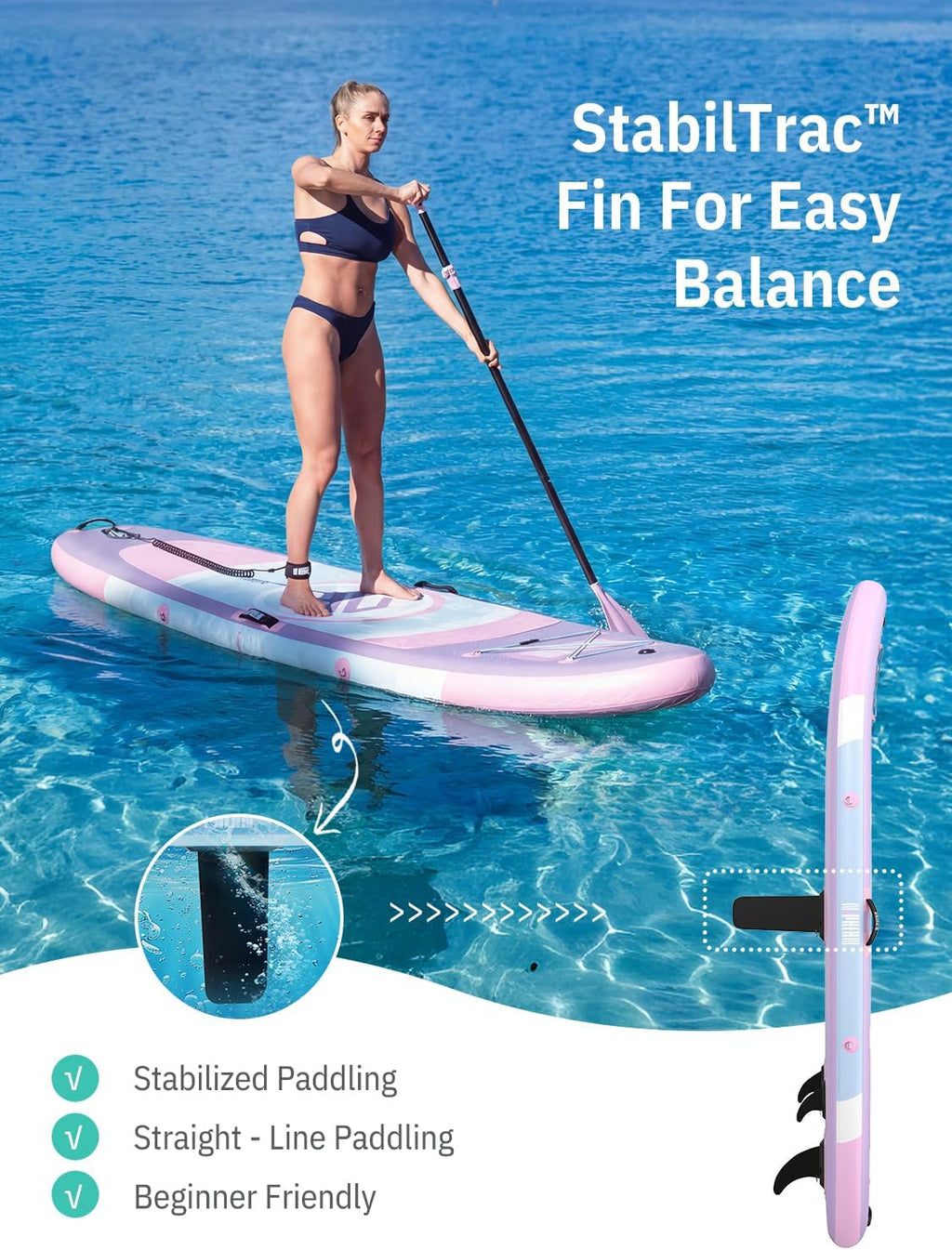 Niphean（Ultra-Light） Inflatable Paddle Board with StabilTrac Fin and Durable SUP Accessories, 10' Stand Up Paddle Boards for Adults & Youth, Versatile Yoga Paddle Board, Gift Ideas